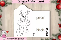 Christmas deer in Santa sock Coloring Card svg Product Image 2