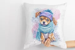 Cute winter baby dog in hat and scarf sublimation PNG Product Image 3