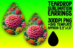 Sophisticated Teardrop Earrings Sublimation PNG , Flower Product Image 1