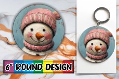 Snowman Round Design Keychain Winter Holiday Sublimation Product Image 1