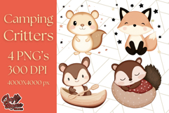 Camping Animals PNG, Forest Critters Campfire Clipart Product Image 1