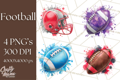 Football Clipart PNG with Team Color Paint Splash Design Product Image 1