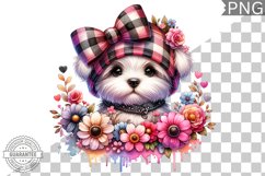 Dog With Flowers Sublimation - Clipart PNG Design Product Image 1