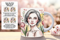 Classic 11oz Mug Wrap Png Design , Beauty Woman Product Image 1