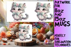 Color Burst Cat Watercolor Mug Wrap - Spring Whimsy Product Image 1