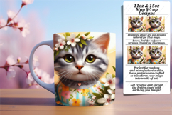 Cute 15oz Mug Wrap Png Artwork , Cute Cat Product Image 1