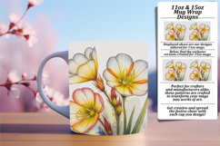 Joyful 15oz Mug Wrap Png Template , Flowers Product Image 1