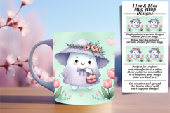 VIBRANT 15oz PNG Mug Wrap Design , Cute Ghost Product Image 1