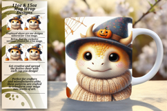 Custom 11oz Mug Wrap Png Design , Halloween Dino Product Image 1