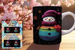 Stylish 11oz Mug Wrap Png Artwork , Snowman Product Image 1