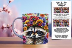 Raccoon with Flower Mug Wrap 11oz/15oz Sublimation Product Image 1