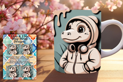 Vibrant 11oz Mug Wrap Png Template , Cute Dino Product Image 1