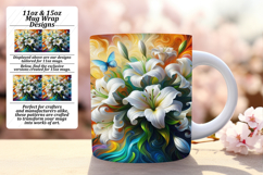 Stunning 15oz Mug Wrap Png Template , Flowers Product Image 1