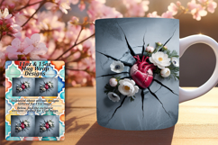 Dynamic 11oz Mug Wrap Png Artwork , 3D Heart Product Image 1