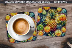 Tropical Drink Coaster Sublimation,Summer Coaster PNG Design Product Image 1