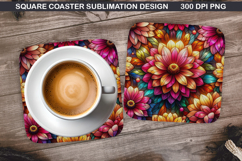 Flowers Coaster Sublimation, Spring Coaster PNG Design Product Image 1