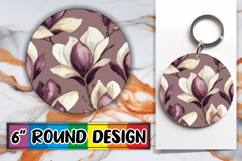 Blissful Keychain Round Style, Flower Pattern Product Image 1