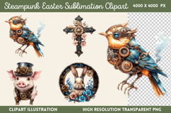 Steampunk Easter Sublimation Clipart PNG Product Image 1