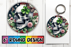 Blissful Round Keychains PNG, Skull USA Product Image 1
