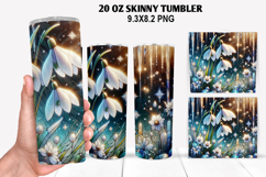 Florals Skinny Tumbler 20oz Wrap Design, Winter Tumbler PNG Product Image 1