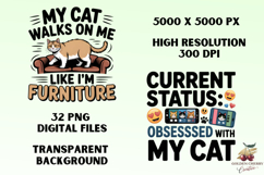 Funny Cat Lover Quotes PNG Bundle | 32 Sublimation Designs Product Image 3