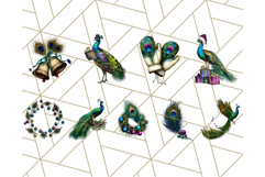 Peacock Christmas Clipart in Jewel Tones, Christmas Png Product Image 2