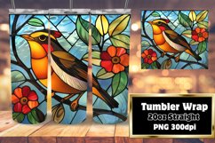 Tumbler Wrap Sublimation with Stained Glass Birds Design Product Image 1