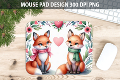 Watercolor Fox Mouse Pad Sublimation - Valentines Png Product Image 1