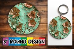 Glittering Floral Leopard Sublimation Circle: Keychain, Coas Product Image 1