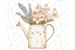 Watering Can Flowers PNG, Rustic Floral Watercolor Clipart Product Image 2