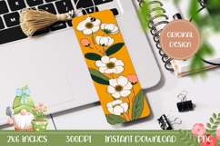 Yellow Bookmark PNG, White Flowers Bookmark Printable Product Image 1