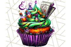 Halloween Cupcake PNG Clipart with Witch Hats and Ghosts Product Image 2