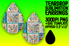 Sophisticated Teardrop Earrings PNG Artwork , Patchwork Product Image 1