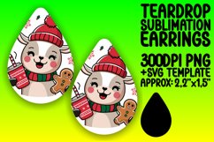 Trendy Teardrop Earrings Sublimation PNG , Christmas Product Image 1