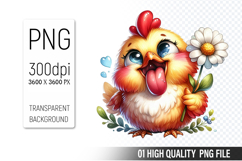 Cute Chicken, Animal Sublimation Clipart PNG Product Image 1