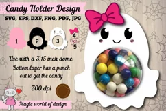 3d Halloween cute Ghost girl candy dome svg, paper cut file Product Image 1