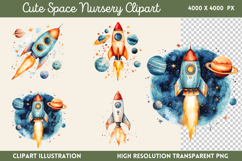 Cute Space Nursery Clipart Sublimation PNG Product Image 1
