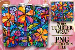 20oz Wrap Stained Glass Tree Sublimation Tumbler Design Product Image 1