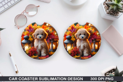 Goldendoodle Car Coaster Sublimation| Halloween Coaster PNG Product Image 1