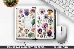 Book Flower Mouse Pad Sublimation, Animals Mouse Pad PNG Product Image 1