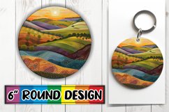 Beautiful Keychain Landscape Sublimation Round Design PNG Product Image 1