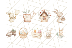 Muted Spring Bunnies PNG ,Watercolor Bunny Clipart Easter Product Image 2
