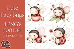 Cute Ladybug Clipart PNG, Pastel Whimsical Bug Illustrations Product Image 1