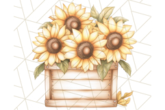 Rustic Sunflower Clipart, Soft Country Farmhouse Florals Png Product Image 2