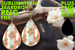 Playful TEARDROP Earrings Art PNG, Gold Flower Product Image 1