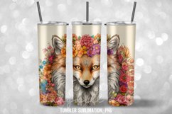 Fox &amp; Flower Tumbler Wrap Sublimation Designs Product Image 2