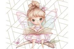 Bookish Fairy PNG Clipart, Whimsical Reading Elements Png Product Image 2