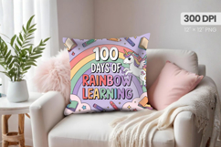100 days of school Pillow Design, Teacher PNG Sublimation Product Image 1