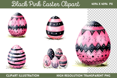 Black Pink Easter Clipart PNG Product Image 1