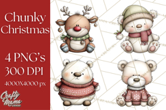 Chunky Watercolor Christmas Characters PNG Product Image 1